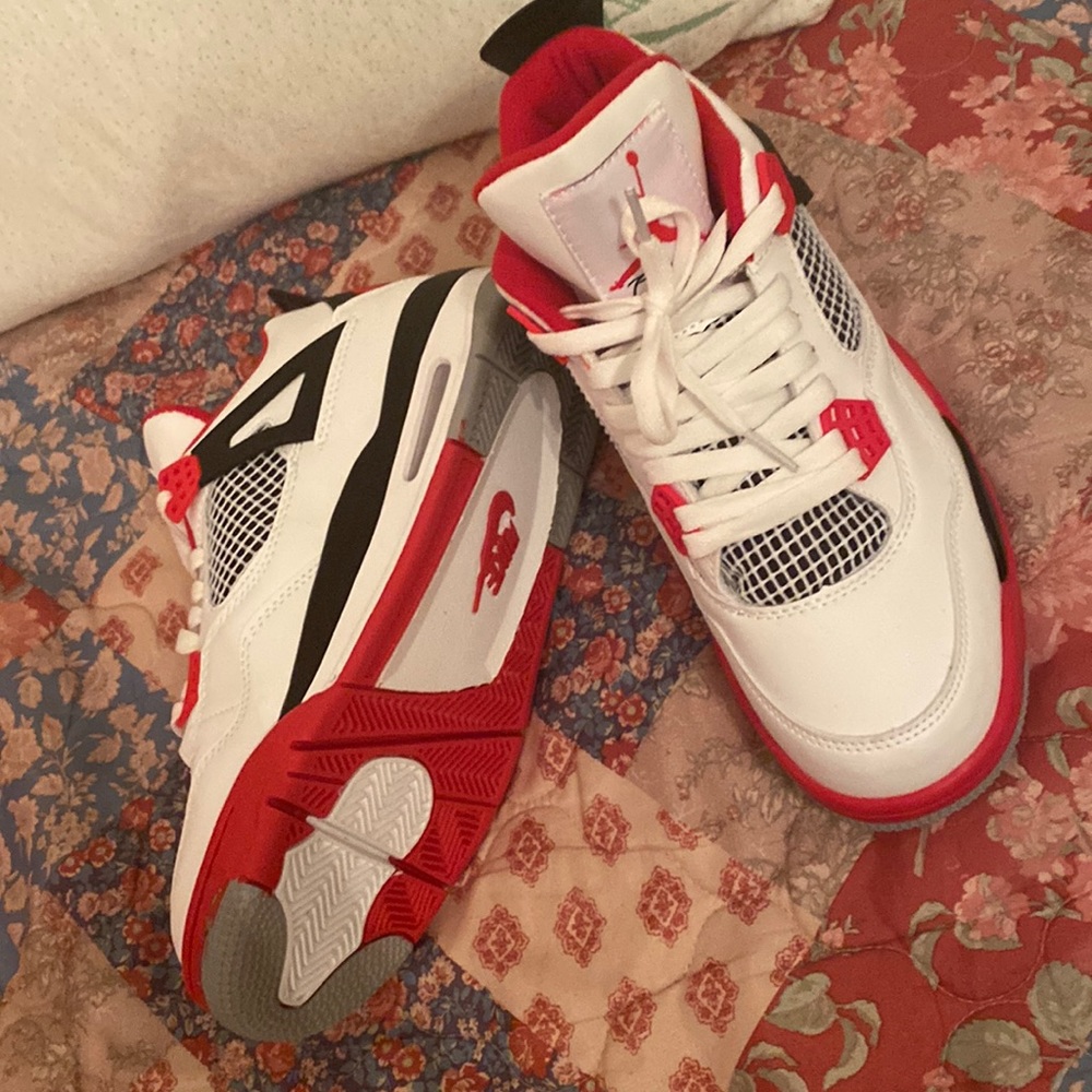Red black and white Jordan 4s